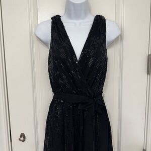 Express V-Neck Black Sequin Mini Dress S